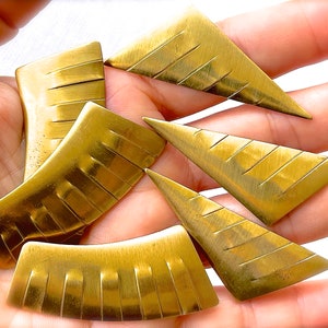VINTAGE: 6 Raw Brass Stampings - Textured Stamping