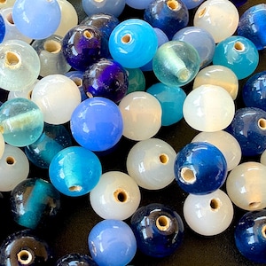 BEST SELLER: 50pcs - Round Mix Glass Beads - Blue Mix - Jewelry Supplies