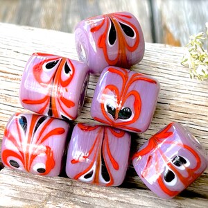 SUPPLY: 6pcs - Specialty Lamp-work Glass Beads - Centerpiece Beads - Colorful Beads