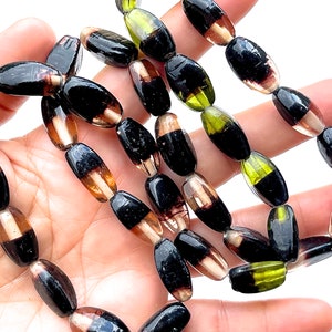 SUPPLY: 26&quot; Strand of Mixed Shape Glass Beads - Two Tone Glass Beads - Assorted Shapes Beads - Jewelry Making