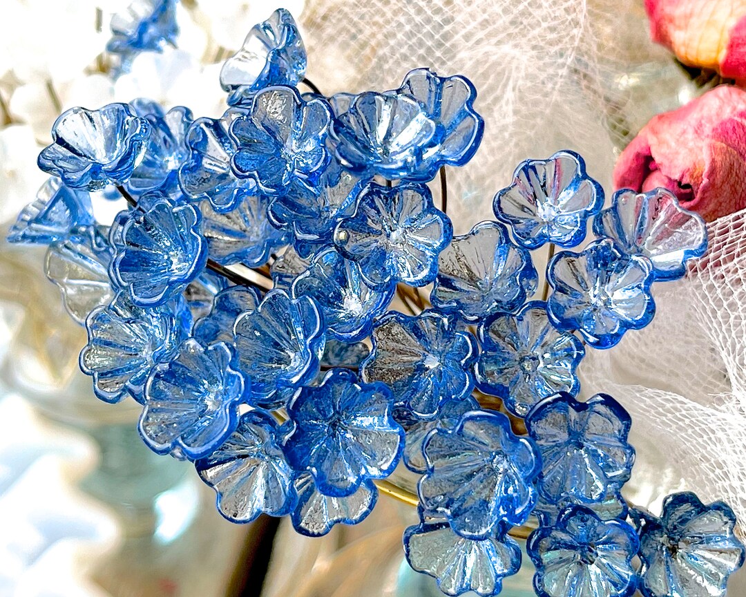Glass Flower Headpins Jewelry Flower Brass Wire Beads DIY Crafts Charms