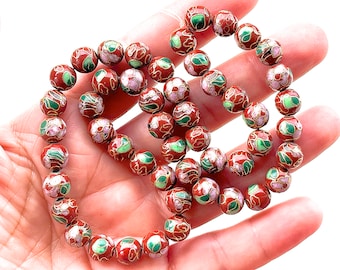 1970年代のヴィンテージ七宝焼きハートブローチペンダント：蝶の花の