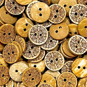 AANBIEDING: 30 stuks - kleine kokosnootknopen - natuurlijke knopen - knopen met textuur - knutselwerk