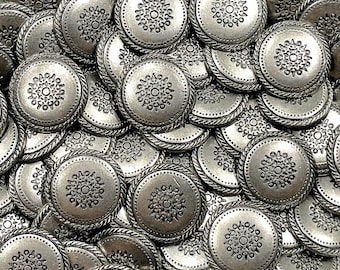 VINTAGE: 8pcs - Large Silver Solid Metal Buttons - Flower Metal Buttons - Sewing - Clothing - Costumes - Crafts