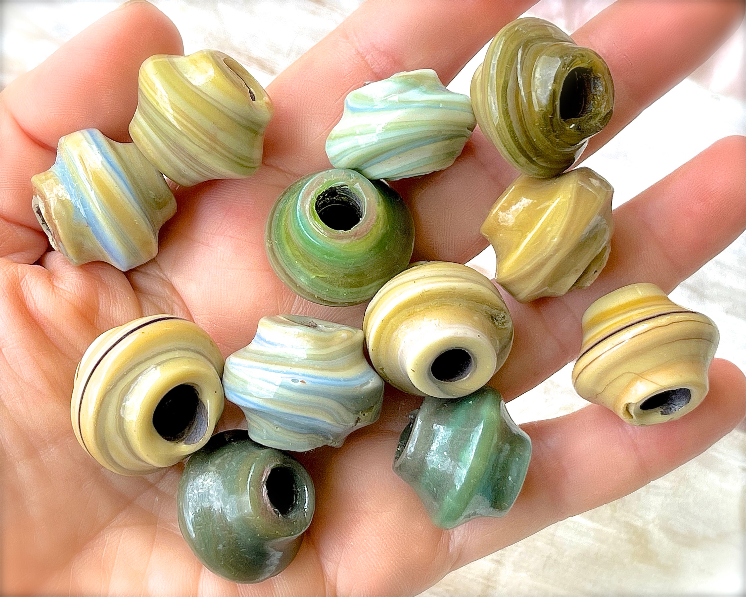 SUPPLY: 18pcs Rustic Glass Beads Distressed Beads Large -  in 2023