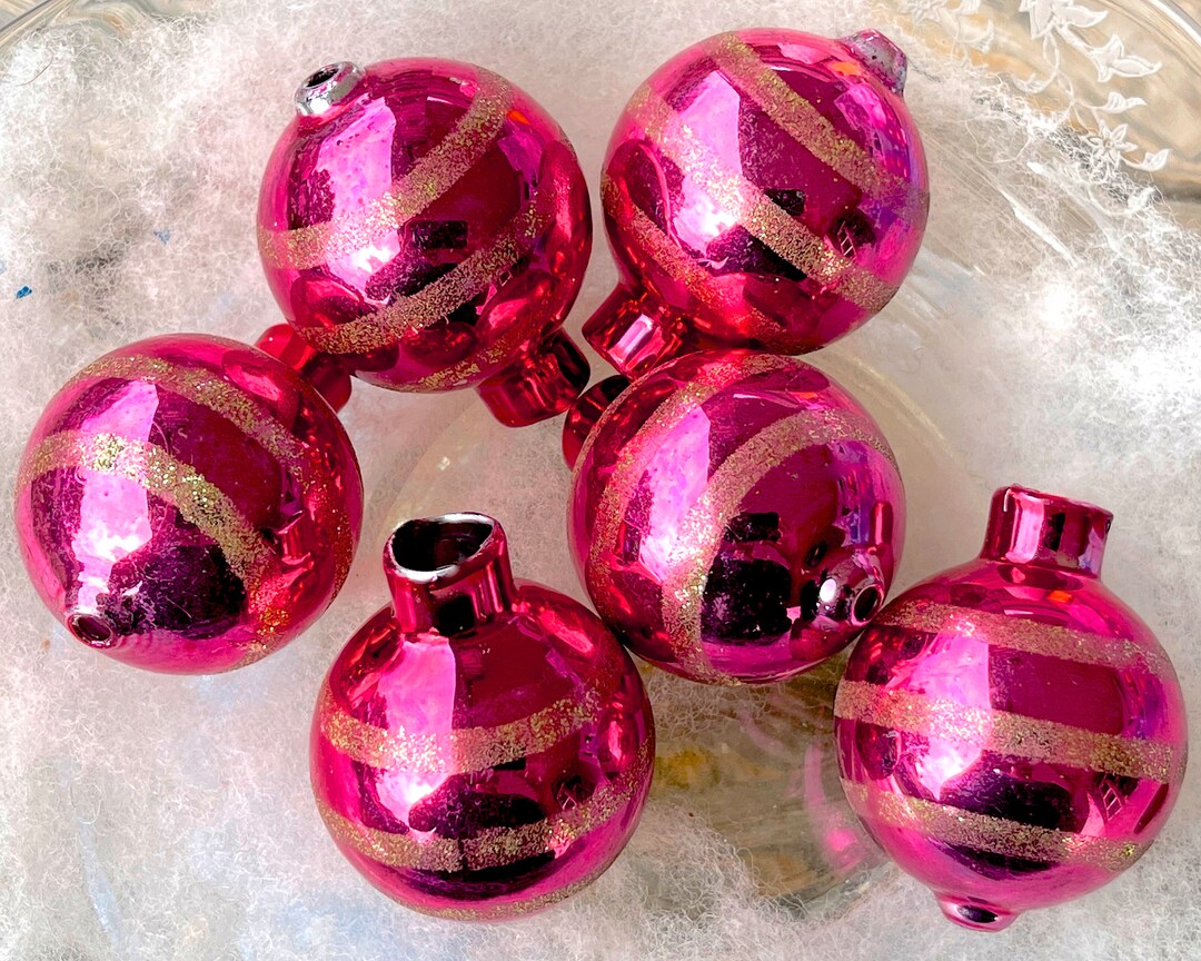 VINTAGE Rare Large Mercury Glass Bead Pink Mercury Bead Hollow Blown