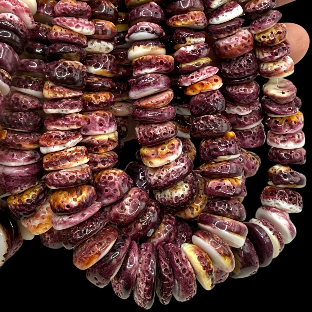 XL Graduated Purple Spiny Oyster Shell Beads - Sea of Cortez - Organic ...