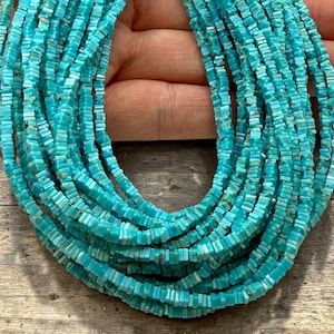 Baby Arizona Kingman Turquoise Kralen USA Authentiek - AAA Robin Egg Blue Tone - Southwestern Style - Vierkant Heishi 2,5-3 mm SKU#B506