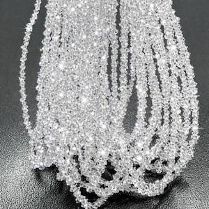 Cuentas de cuarzo diamante Herkimer ultratransparentes - Puntas dobles en bruto de alta reflexión - Microfacetadas de forma libre de 2,5-3 mm SKU#A401