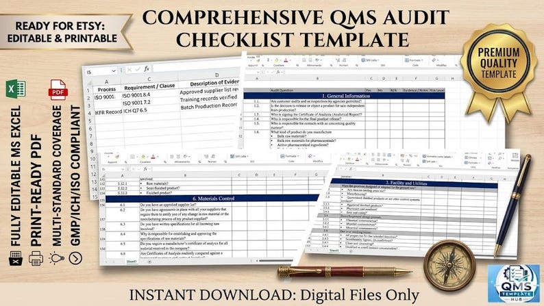 ISO 9001 Audit Checklist | QMS Audit Tool (editable Template) - Etsy