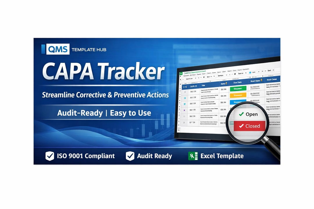 CAPA Tracker Excel Template | Corrective Action Plan | QMS Template ...