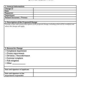 Change Control Template | ISO 9001 QMS Excel Dashboard, Word Form ...