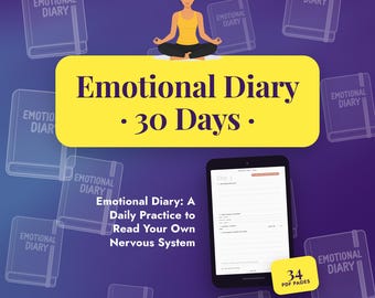 Diario emocional en PDF / Diario de 30 días para el estado de ánimo y la ansiedad / Registro de sentimientos imprimible / Descarga digital