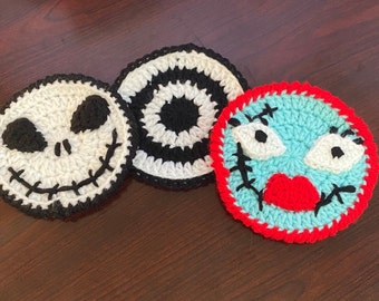 Patrón de crochet para posavasos Jack & Sally