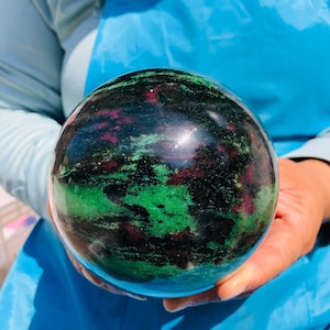 4.29LB  Natural Red Green Jasper Sphere Ruby Zoisite Crystal Ball Healing Meditation Decor  MH4889