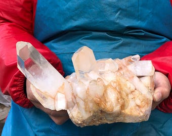 5.06LB  Natural Crystal Cluster, Energy Purifier, Home Decoration, Handmade Carved Quartz  MH3370