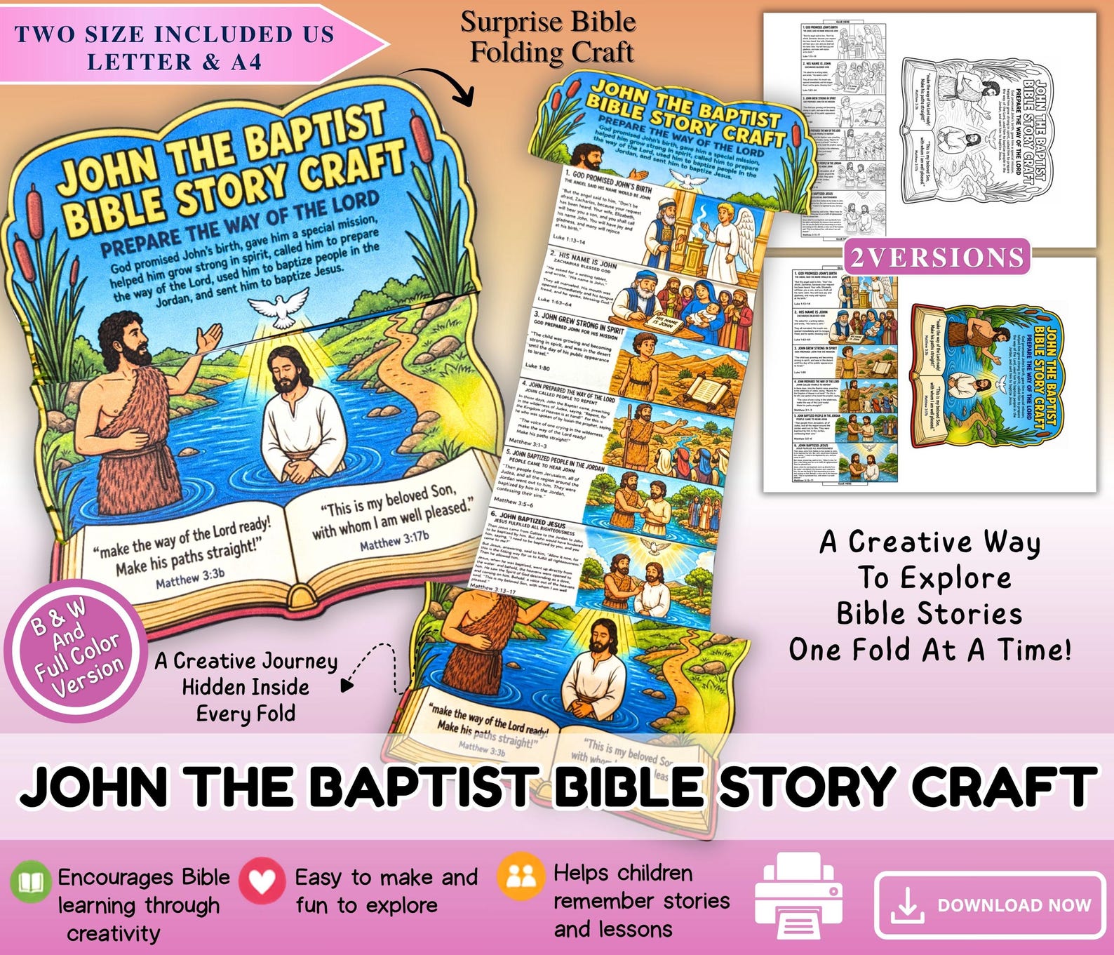 John the Baptist Bible Story Craft | Surprise Fold Bible Craft for Kids ...