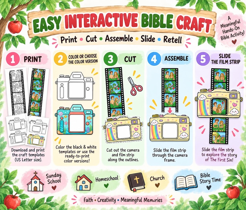 The First Sin Bible Camera Craft, Genesis 3 Printable Sunday School ...