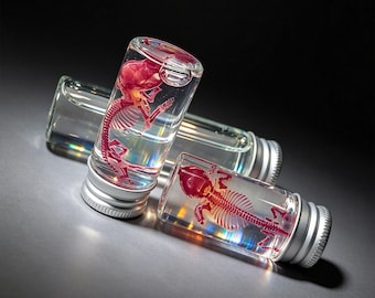 Diaphonisierte rosa Mäusefeuchte Probe real erhaltene Knochen Gothic Kuriosität seltsame Anatomie Kunst niedlich feucht