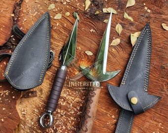 Handmade Steel Kunai Set with Leather Sheaths | Anime-Inspired Display Knives