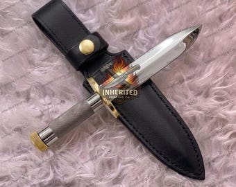 Handmade Randall Style Knife with Black Leather Sheath – 1095 Carbon Steel Fixed Blade Hunting Knife