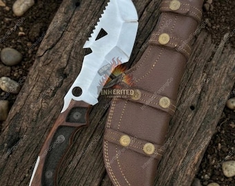 Handmade Tracker Knife – 14 inch D2 Steel Blade, Engraved Rosewood Handle, Bushcraft Hunting Knife