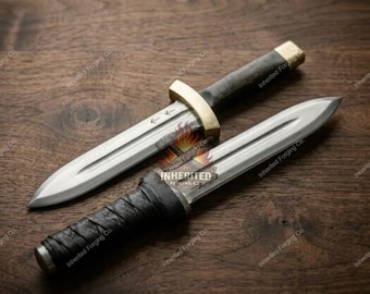 Handmade Dual Daggers - Thorfinn Inspired - 1095 Steel - Viking Lore Replica Set with Leather Sheath