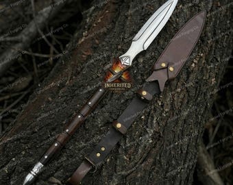 Handcrafted Viking Spear – 1095 High Carbon Steel Blade – 30” Norse Spear with Rosewood Handle – Medieval Collectible