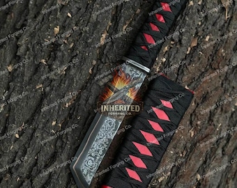 Handmade Copper Damascus Mini Sword Knife – Ninja Style Blade, Samurai Inspired Collectible