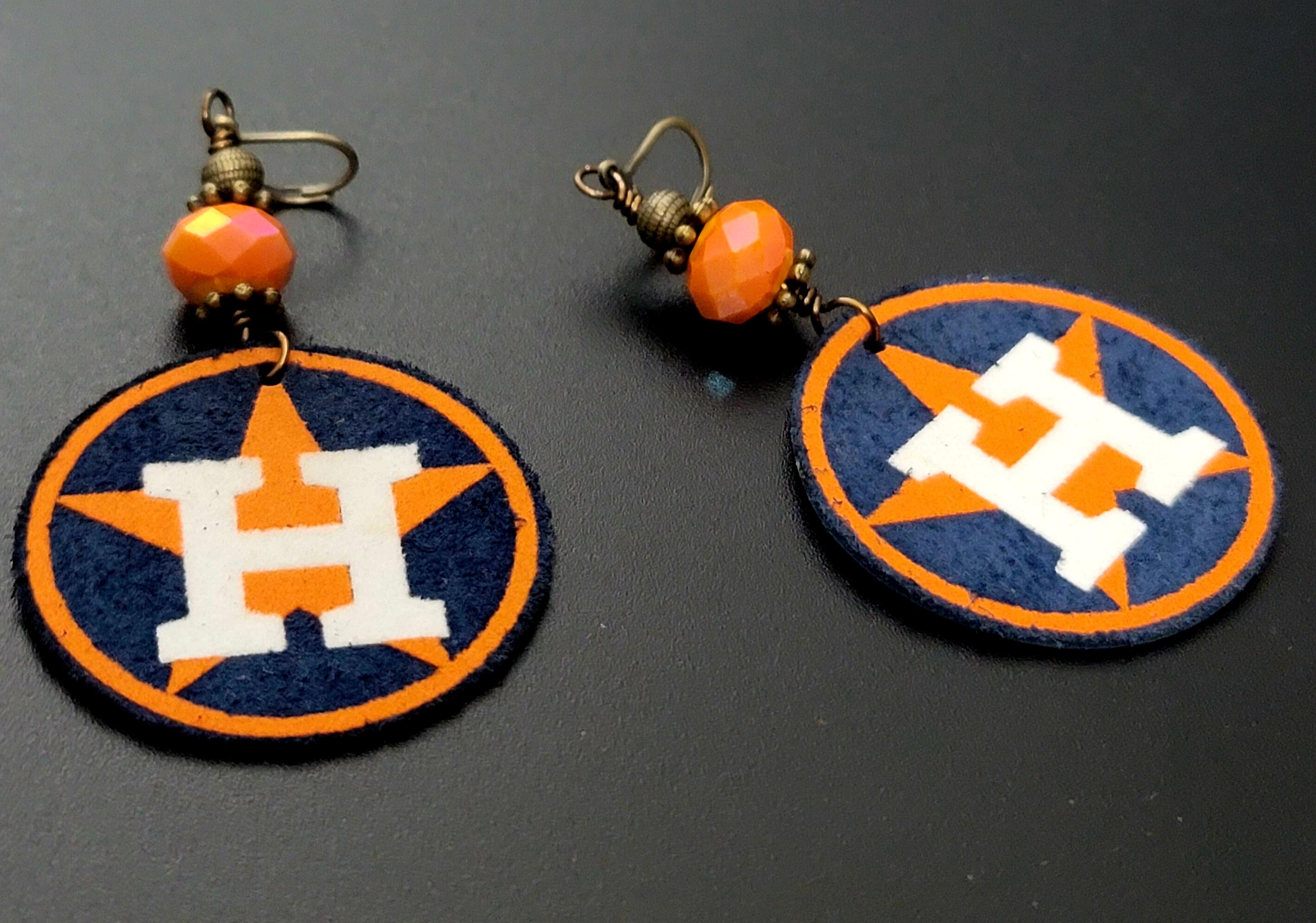 Houston Astros 2021 World Series Earring & Bracelet Set – Orange & Blue, Unisex, Made In USA