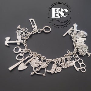 Antique Silver Charm Bracelet: The Walking Dead- 7.5 inches-Charm Bracelet