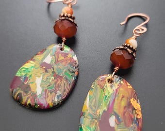 Isabela: Earthly Polymer Clay Scrap Crystal Earrings-Burnt Orange Australian Crystals