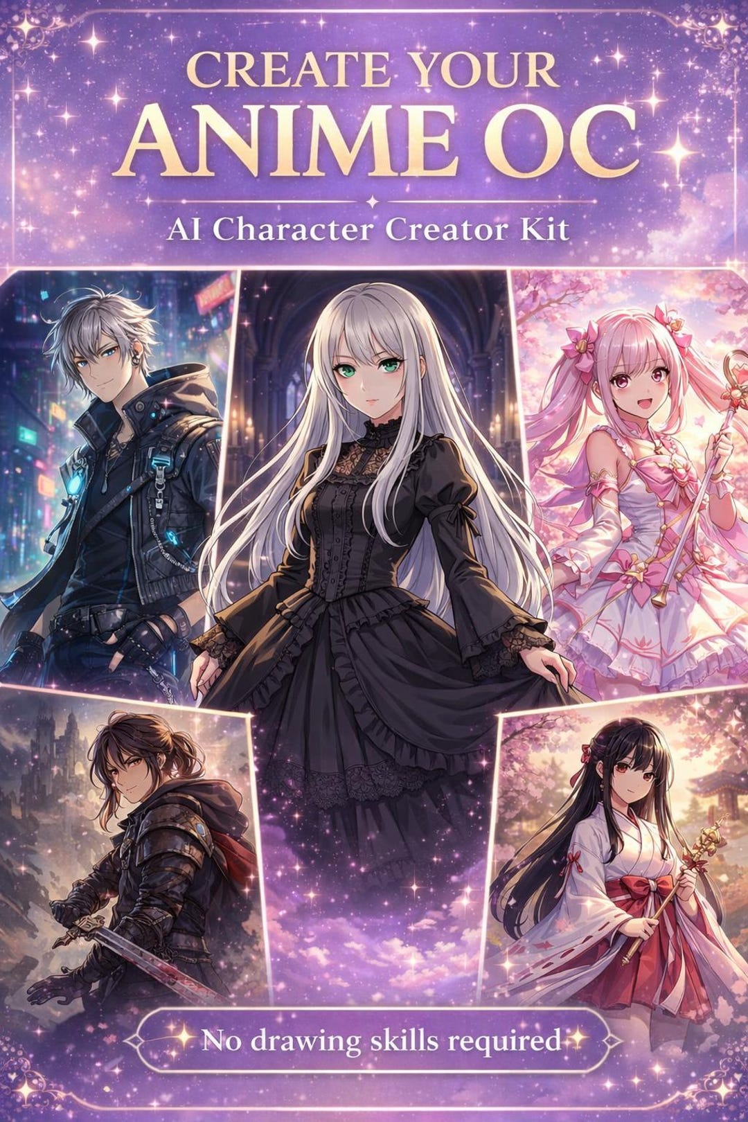Anime OC Creator Kit – AI Character Generator Prompts, Design Workbook ...