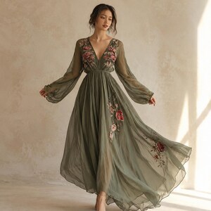 Boho Green Wedding Dress