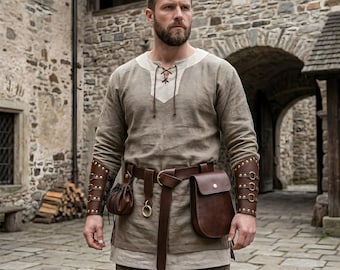 Viking Leather Belt Set | Ren Fair Costume Accessories | Renaissance Pouch Set