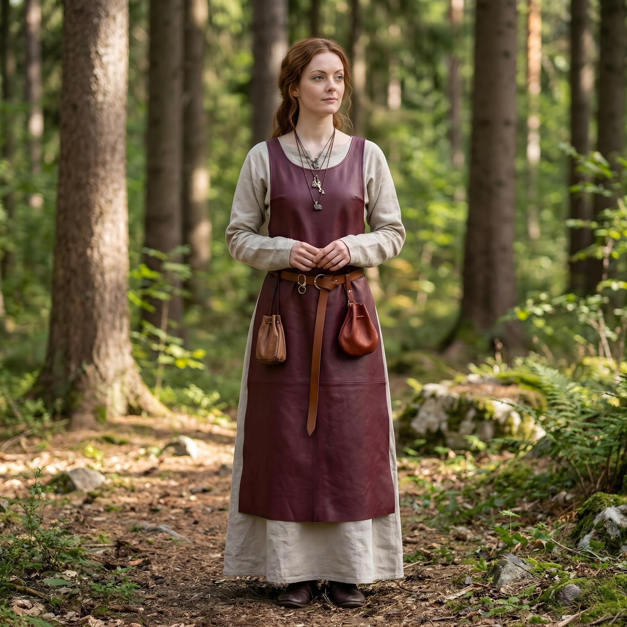 ぴ*ろ様 QOOZA IMVAL / Leather Apron Dress Women's Leather Apron Dress | Medieval Pinafore LARP Dress