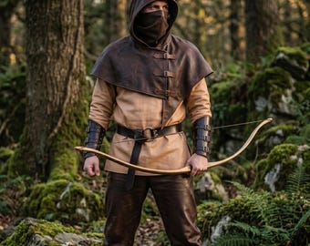 Dark Ranger Leather Costume | Medieval Assassin LARP Gear | Fantasy Rogue Cosplay Costume