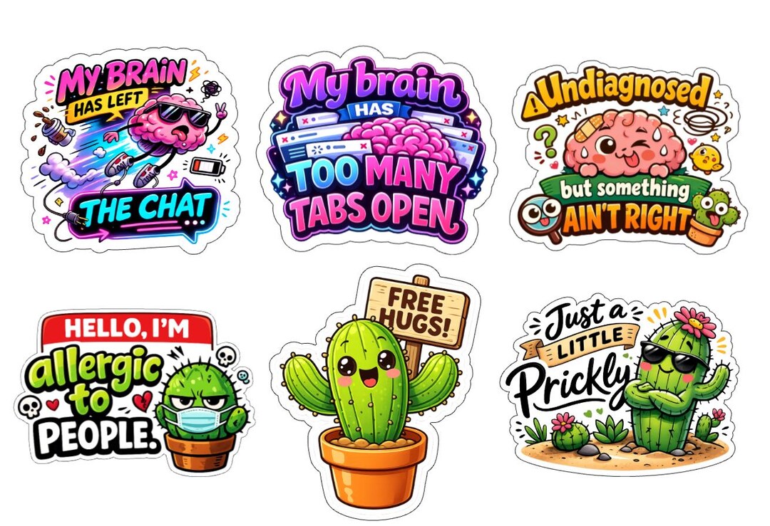 Custom Sticker Bundle (2 Inch) | Funny Mental Health Vinyl Bundle - Etsy
