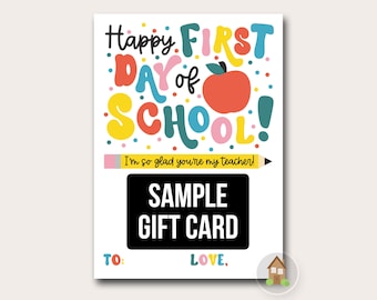 Happy First Day of School Gift Card Holder for Teacher | New School Year Gift for Teacher | Printable Note for a Gift Card | Back to School