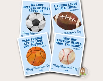 Sports Valentines with Bible Verses | Baseball, Football, Basketball and Soccer Valentine Cards | Christian Valentines for Boys