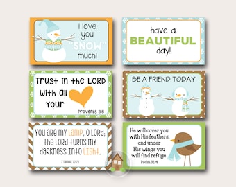 Winter Lunch Box Notes |  Christian, Scripture Lunch Box Notes | January Lunchbox Cards | Kids Printable Lunch Love Notes | DIY PRINTABLE