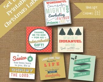 Printable Christmas Gift Tags DIY PRINTABLE Retro