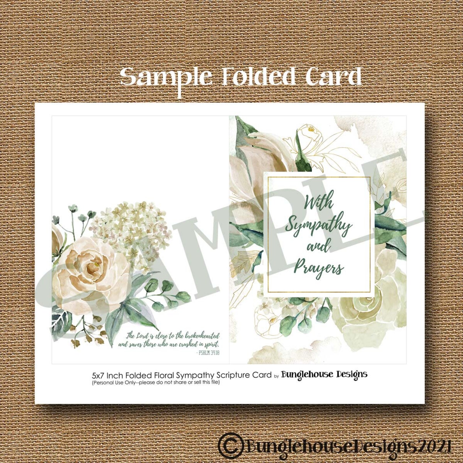 Printable Christian Sympathy Card Floral Watercolor Digital - Etsy