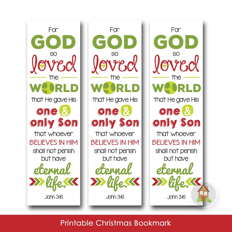 John 3:16 Christmas Bookmark Printable Scripture Christmas - Etsy