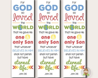 John 3:16 Printable Bookmark | Outreach Scripture, Bible Verse | Christian Gospel Bookmark | DIY PRINTABLE | Religious Bookmark