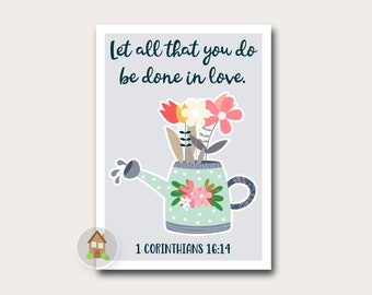 Printable Mother's Day Card | Let All That You Do Be Done in Love | Thankful for Mom Digital Card | Christian Mother's Day Last Minute Print