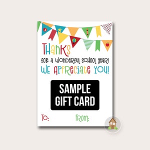 Teacher Appreciation Gift Card Holder | Printable Year End Teacher Gift | Last Minute Gift for Teacher, School Staff | DIY Digital