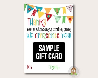 Teacher Appreciation Gift Card Holder | Printable Year End Teacher Gift | Last Minute Gift for Teacher, School Staff | DIY Digital