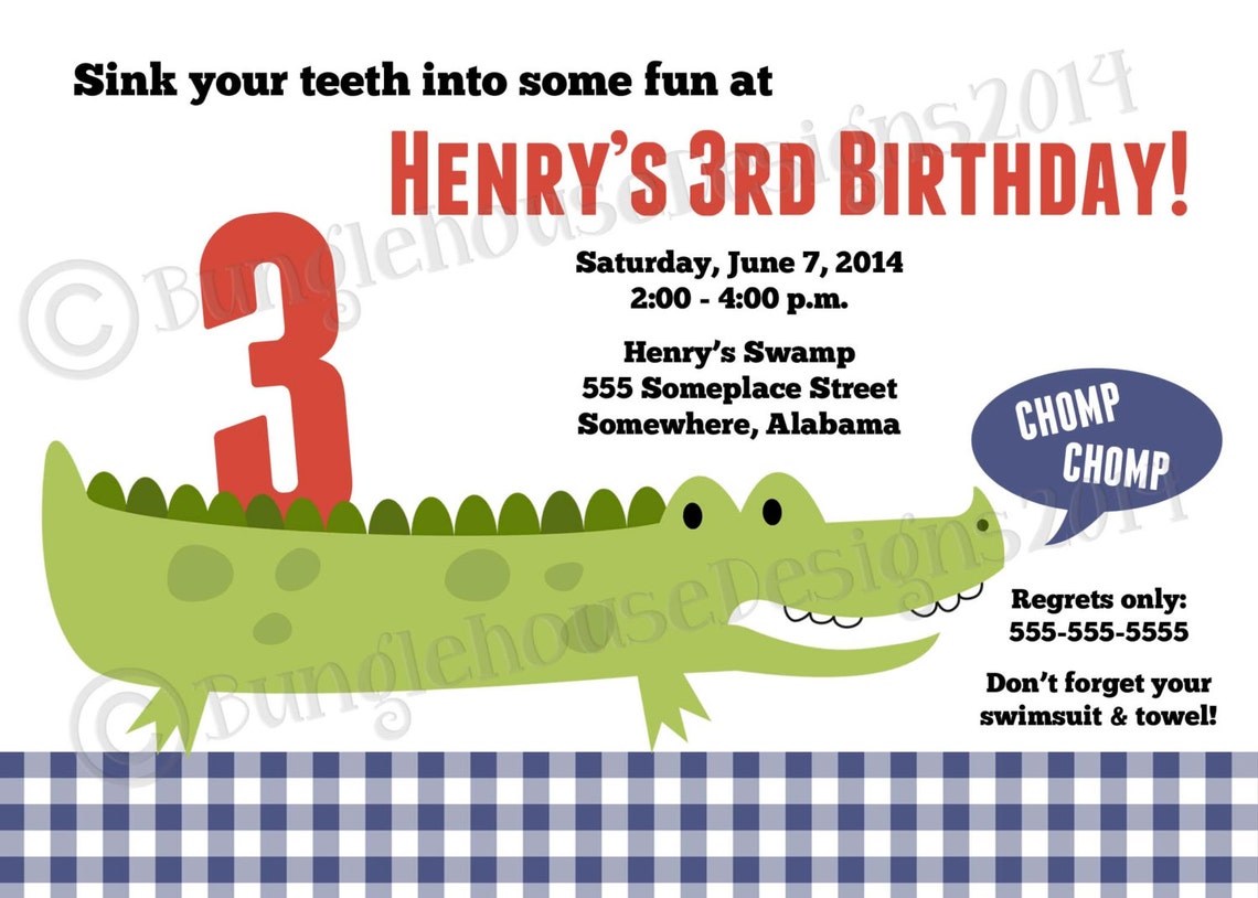 Cute Alligator Birthday Party Printable Invitation - Etsy