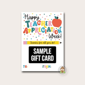Teacher Appreciation Week Gift Card Holder | Printable Retro Happy Teacher Appreciation | Fun Gift Card Holder for School Faculty and Staff